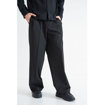 Pantaloni uni cu croiala dreapta - Negru