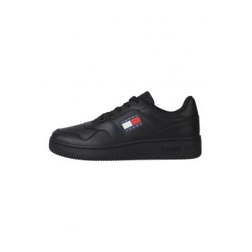 Pantofi sport de piele cu insertii textile si de piele ecologica - Negru