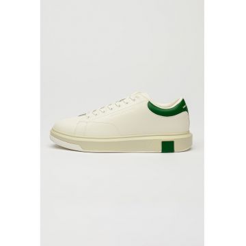 Pantofi sport din piele cu model uni - Alb/Verde