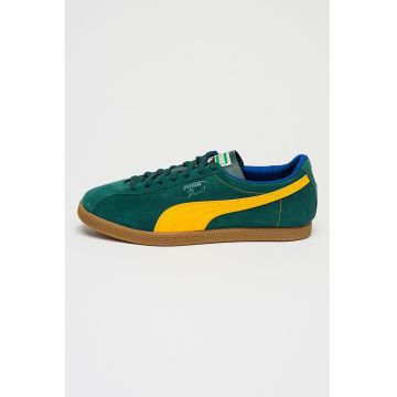 Pantofi sport low-cut din piele intoarsa si piele Brasil - Galben/Verde englez