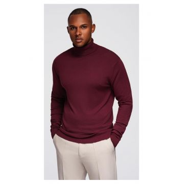 Pulover cu guler inalt tricotat cu viscoza  OM-SWTN-0101 - Bordeaux