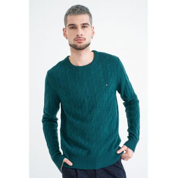 Pulover din amestec de lana cu detalii cu aspect impletit