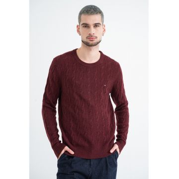 Pulover din amestec de lana cu detalii cu aspect impletit