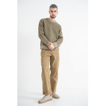 Pulover din amestec de lana cu model geometric - Kaki/Kaki inchis