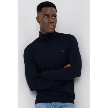 Pulover slim fit cu guler inalt - Albastru ultramarin