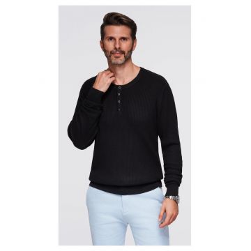 Pulover striat slim-fit cu fenta cu nasturi