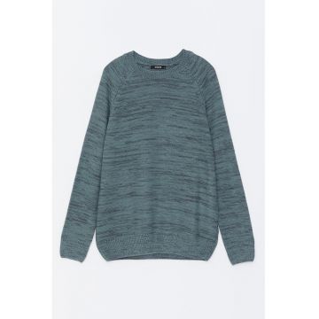 Pulover uni cu decolteu rotund - Verde persan