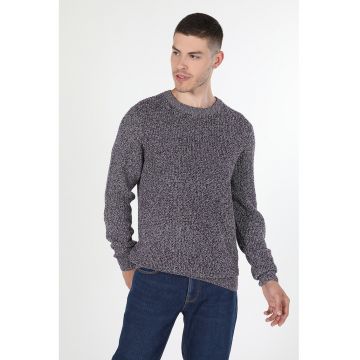 Pulover uni cu decolteu rotund - Violet