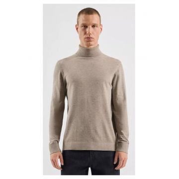 Q/S by s.Oliver Pulover tricotat barbati - cu guler inalt - croiala Regular fit - Maro