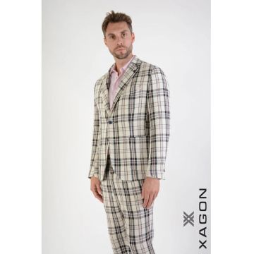 Sacou regular fit - cu inchidere la un singur rand de nasturi si imprimeu in dungi