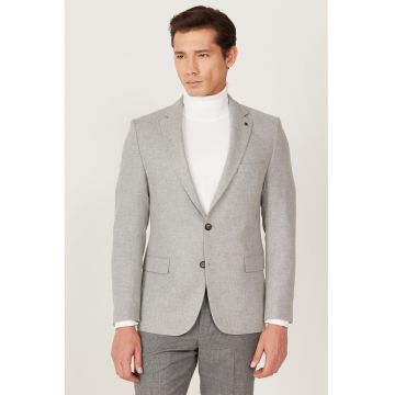 Sacou uni din amestec de lana - Gri deschis