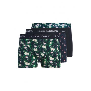 Set de boxeri din amestec de bumbac organic cu model tropical - 3 perechi - Verde/Negru