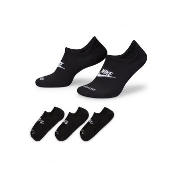 Set de sosete foarte scurte unisex cu tehnologie Dri-Fit Everyday Plus Cushioned - 3 perechi - Negru