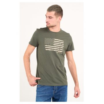 - Tricou barbat cu maneca scurta si imprimeu ( DEEP FOREST - Material: Bumbac - Verde/Verde padure