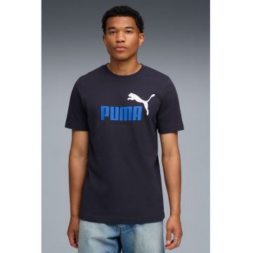 Tricou cu decolteu la baza gatului si logo ESS 2 - Albastru inchis/Albastru royal/Alb optic