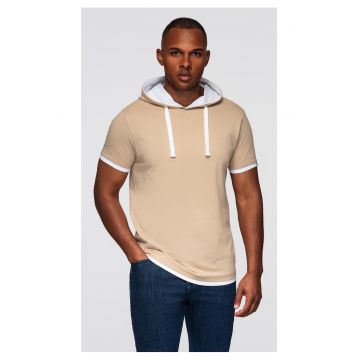 Tricou cu gluga din bumbac  OM-TSCT-0256 - Bej