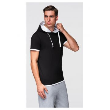 Tricou cu gluga din bumbac  OM-TSCT-0256 - Negru
