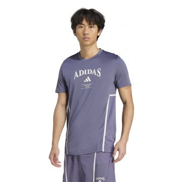 Tricou cu logo pentru antrenament - Alb fildes/Albastru prafuit