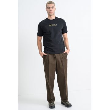 Tricou din bumbac cu imprimeu pe partea din spate - Negru/Galben/Alb murdar