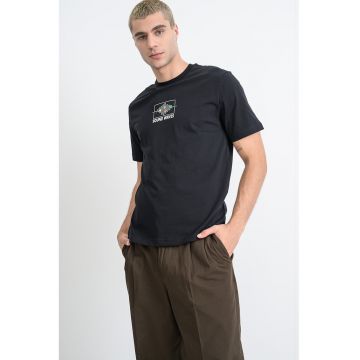 Tricou din bumbac cu imprimeu pe partea din spate - Rosu/Negru/Alb murdar