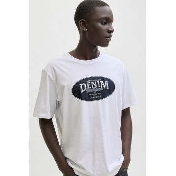 Tricou din bumbac organic cu decolteu la baza gatului - Alb optic