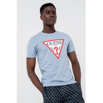 Tricou slim fit cu logo - Albastru pastel