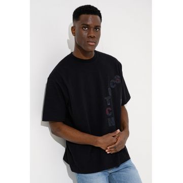 Tricou supradimensionat cu logo - Rosu inchis/Gri antracit/Bleumarin