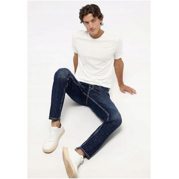 Blugi Barbati -  Washington - Straight Fit - Talie Medie - Fermoar - Lungi - 5 Buzunare - Bumbac - Elastan - Albastru - Albastru