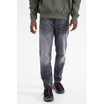 Blugi drepti cu nasturi - Gri melange