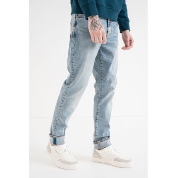 Blugi slim fit cu talie medie - Albastru deschis melange