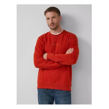 Bluza barbati cu decolteu la baza gatului - logo - Regular Fit - Caramiziu