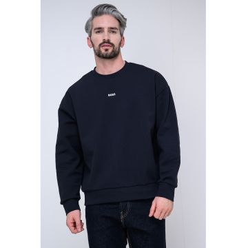 Bluza de trening cu decolteu la baza gatului si detaliu logo - Albastru ultramarin