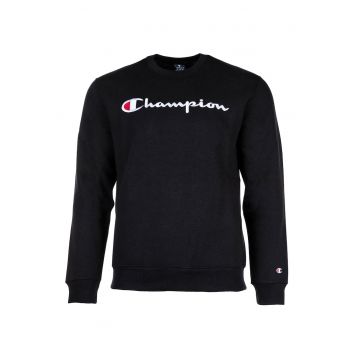 Bluza de trening din amestec de bumbac cu decolteu la baza gatului si logo brodat - Negru