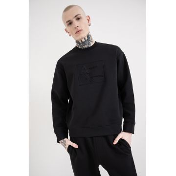 Bluza de trening din amestec de bumbac cu logo - Negru