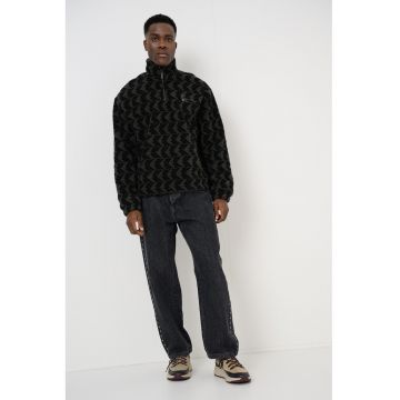 Bluza de trening din material teddy cu fermoar scurt - Gri/Negru