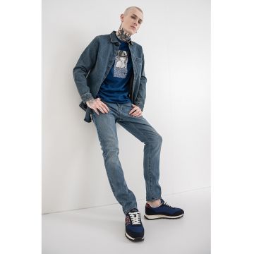 Camasa de denim cu buzunar pe piept - Albastru melange