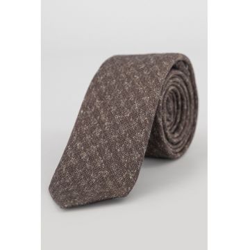 Cravata din amestec de lana cu model - Maro inchis