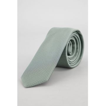 Cravata din amestec de matase cu buline - Verde sparanghel