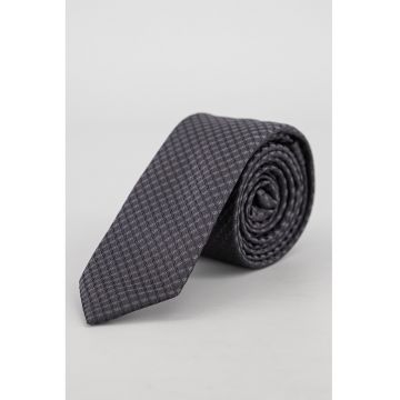 Cravata din amestec de matase cu model - Negru