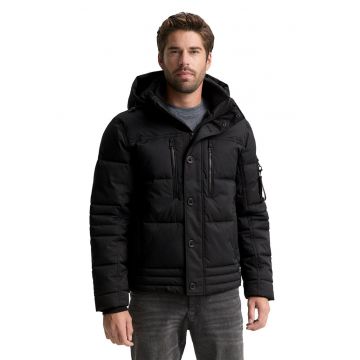 Geaca cu fermoar si nasturi - Negru