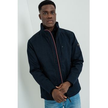 Geaca cu guler ridicat si captuseala matlasata - Albastru inchis