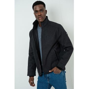 Geaca cu guler ridicat si captuseala matlasata - Gri inchis