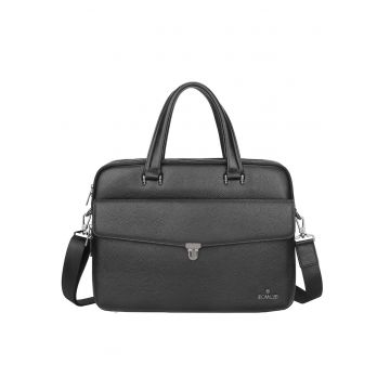 Geanta messenger din piele Emerson - Negru