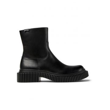 Ghete de piele cu fermoar - Negru