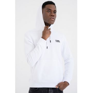 Hanorac cu logo de bumbac - Alb