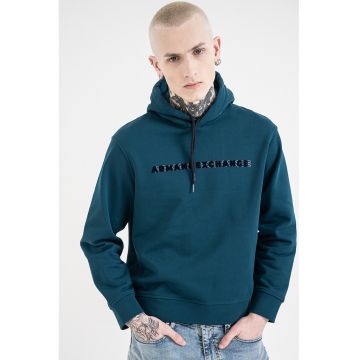 Hanorac de bumbac cu logo - Albastru petrol