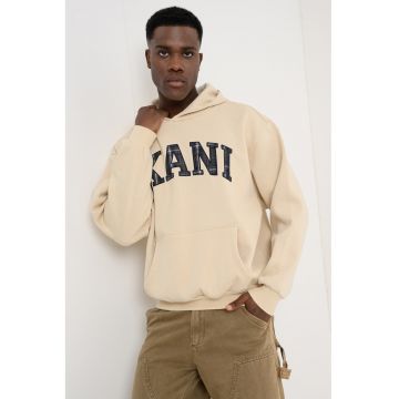 Hanorac din amestec de bumbac cu imprimeu logo - Kaki inchis/Bej deschis