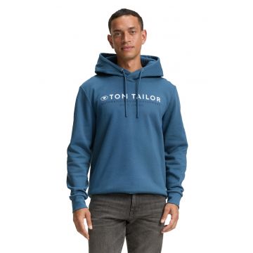 Hanorac din amestec de lana cu imprimeu logo - Albastru