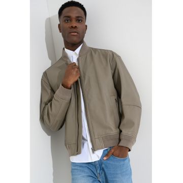 Jacheta bomber din piele Jobrice - Grej