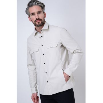 Jacheta-camasa relaxed fit Future - Alb fildes